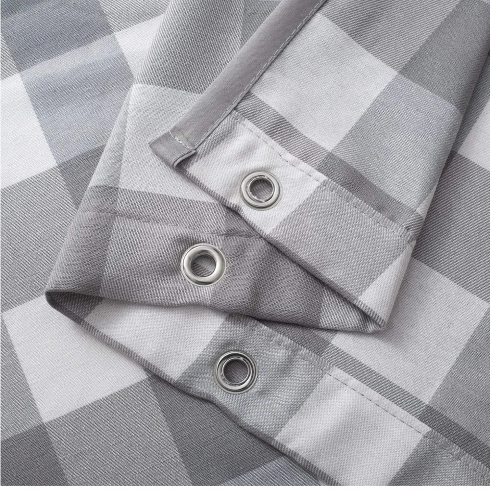 Gray Buffalo Check Shower Curtain - Classic Bathroom Fabric, 72” long x 72” wide